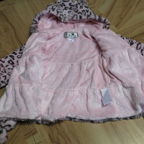BRAND New  Widgeon  Pink Leopard  Faux Fur Hooded Jacket Size 18 months - Picture 6 of 8